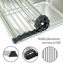 Load image into Gallery viewer, Disk drying rolling rack - Kitchen Dish Drying Rack Over Sink Roll-up Dry Drainers Stainless Steel Foldable